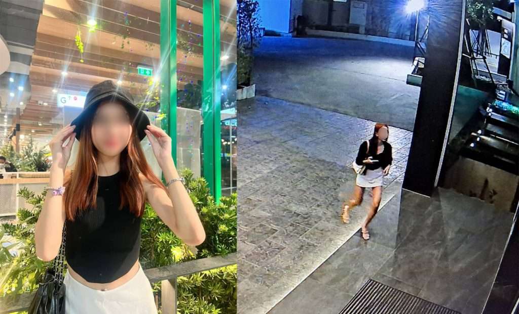 Ms. Airada, 21, in a photo provided by her family (left), and in her last CCTV image before entering the hotel on the evening of February 9. She was found dead on February 10, 2025.