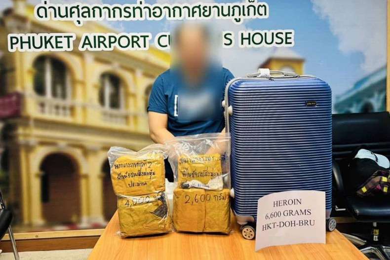 American Caught Smuggling 6.6kg of Heroin in Phuket